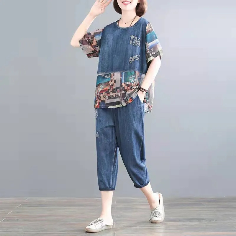5XL Summer Women's Jeans Sets  - Embroidery Jeans avaliação e preço