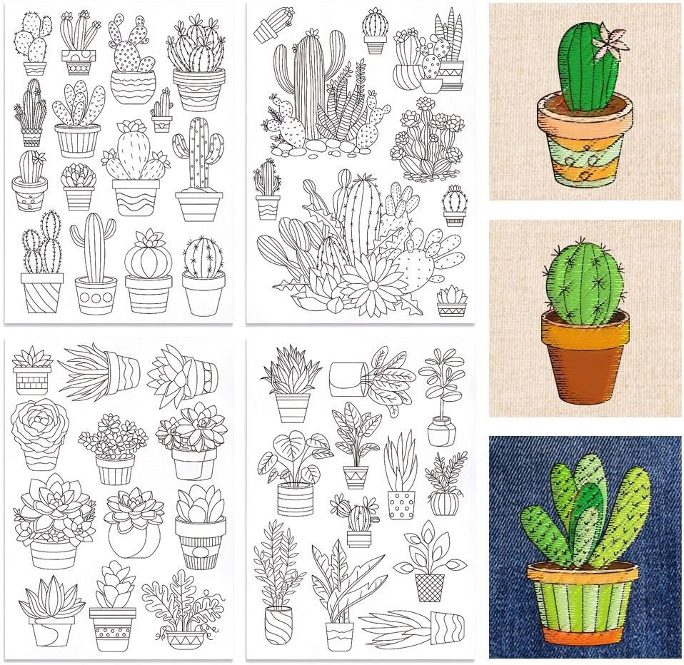 48Pcs Cactus Embroidery Self-A - Water Soluble Stabilizer avaliação e preço