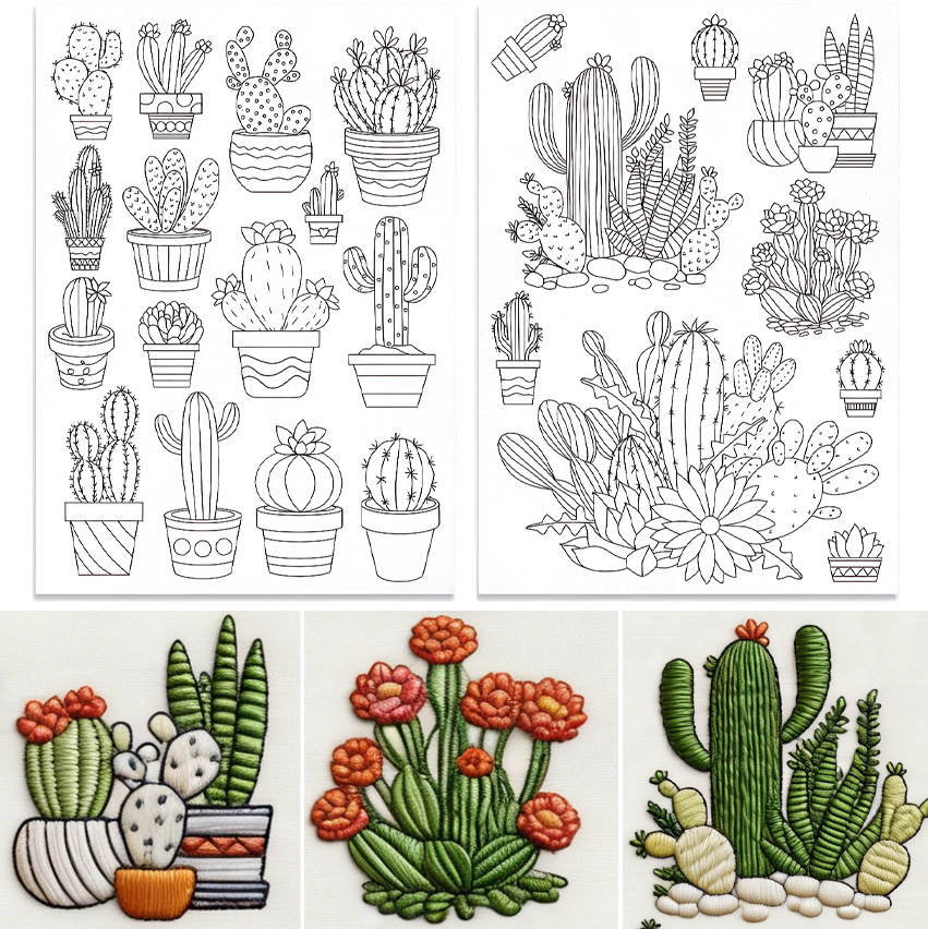 48Pcs Cactus Embroidery Self-A - Water Soluble Stabilizer avaliação e preço