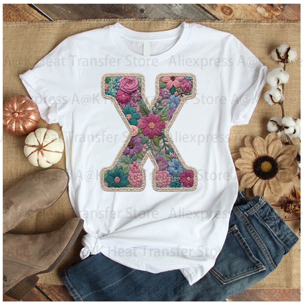 Floral Letter Bow Iron On Heat - Embroidery Unicorn avaliação e preço