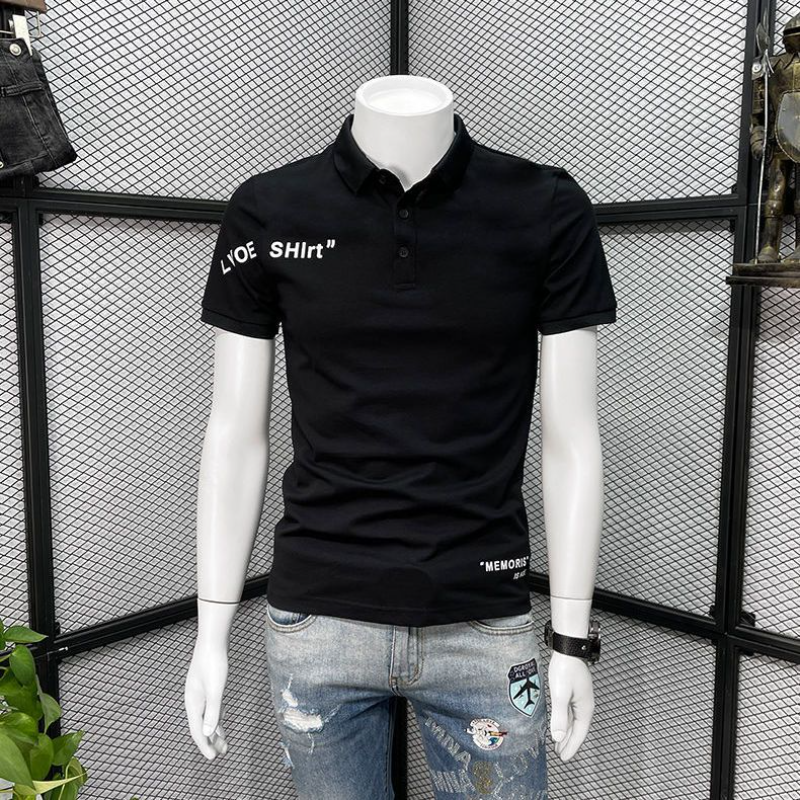 With Collar Tee Shirt for Men  - Embroidery Alphabet Designs avaliação e preço
