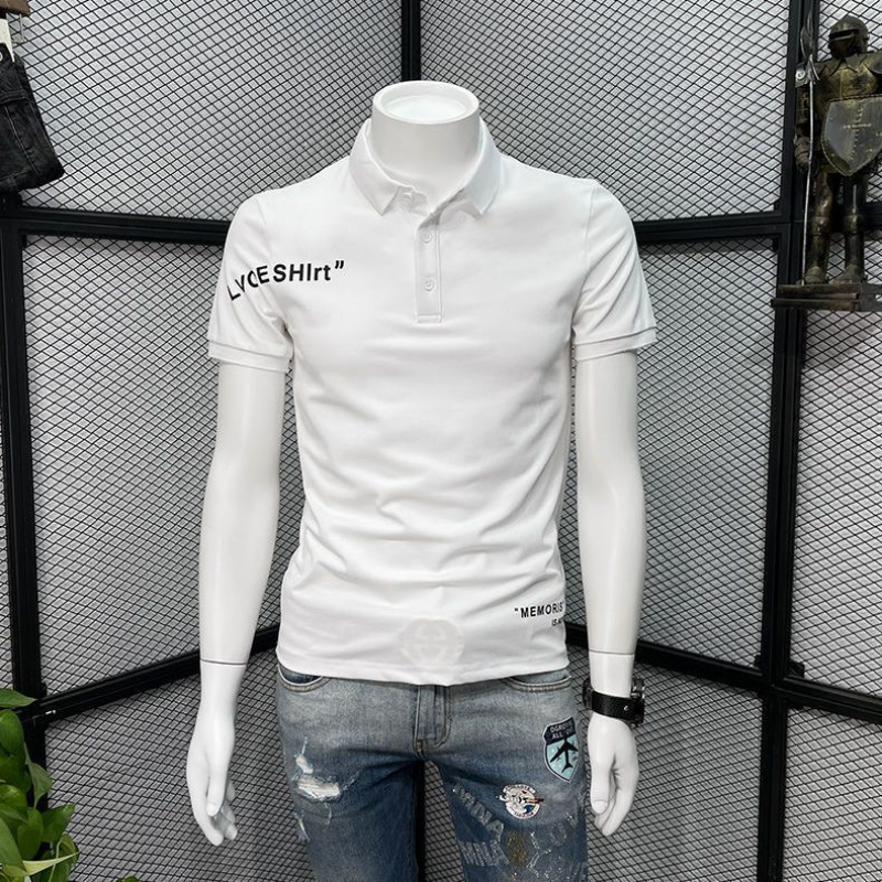 With Collar Tee Shirt for Men  - Embroidery Alphabet Designs avaliação e preço