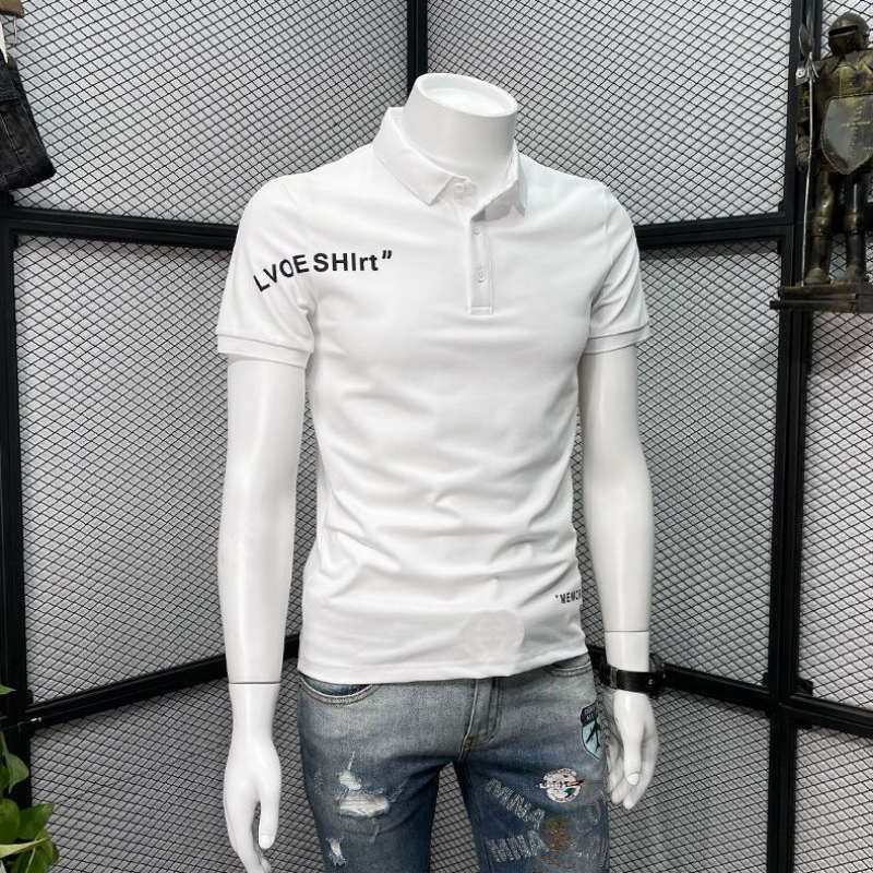With Collar Tee Shirt for Men  - Embroidery Alphabet Designs avaliação e preço
