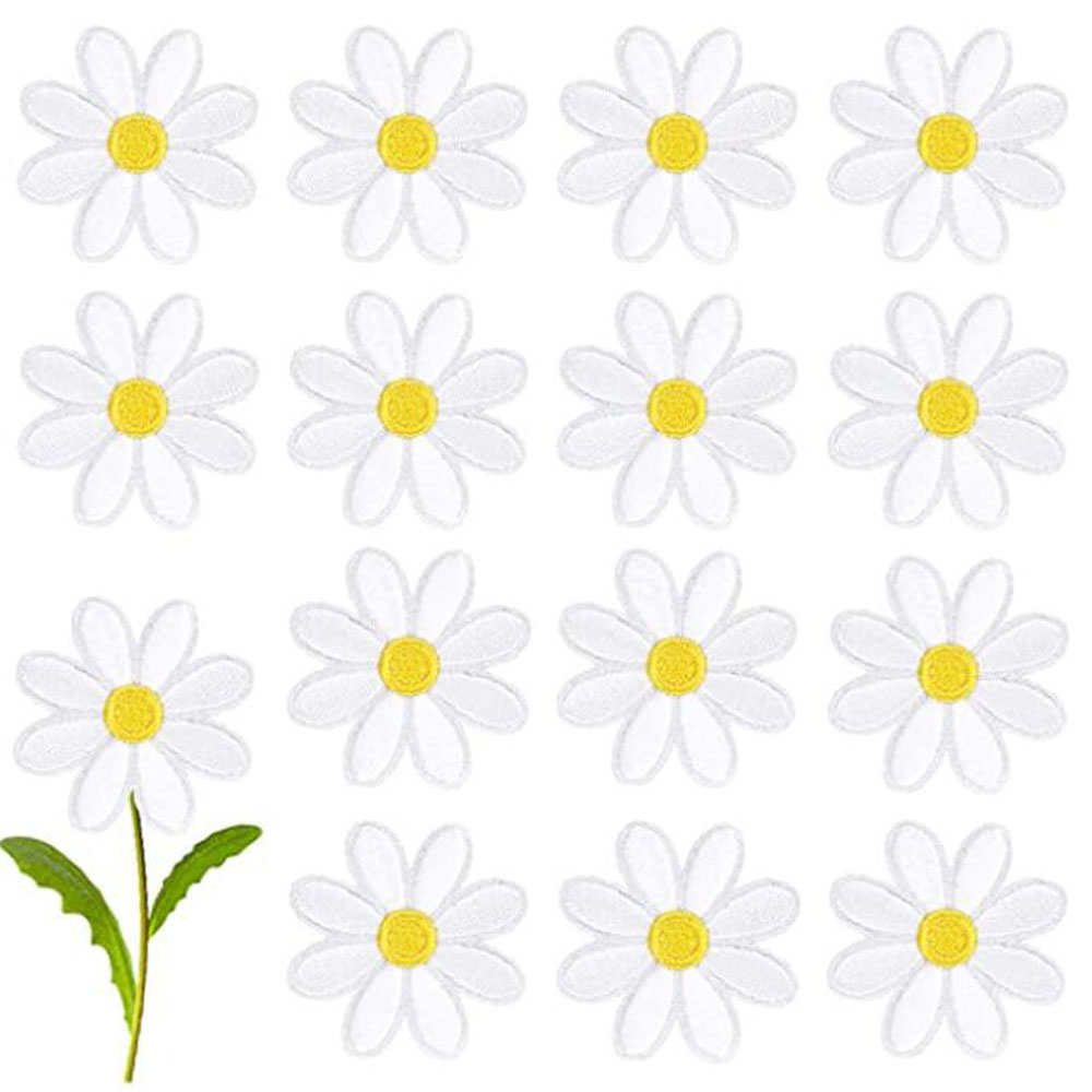 10Pcs Daisy Flower Iron On Pat - Embroidery Daisy Flower avaliação e preço