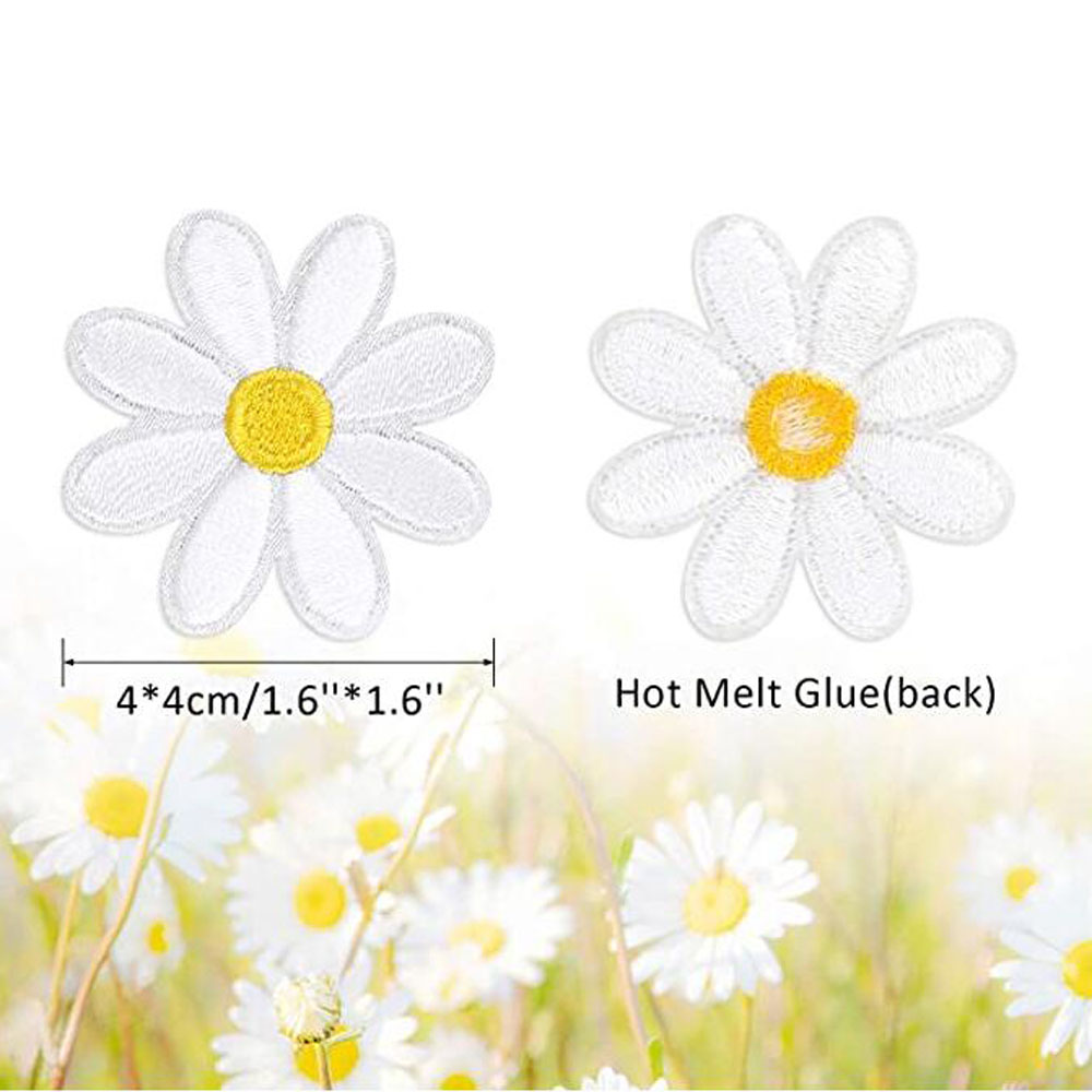 10Pcs Daisy Flower Iron On Pat - Embroidery Daisy Flower avaliação e preço