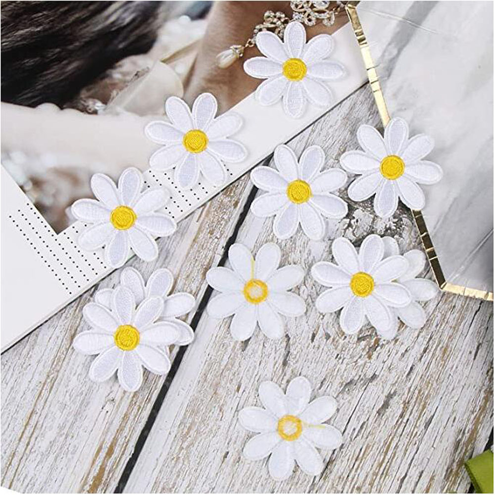10Pcs Daisy Flower Iron On Pat - Embroidery Daisy Flower avaliação e preço
