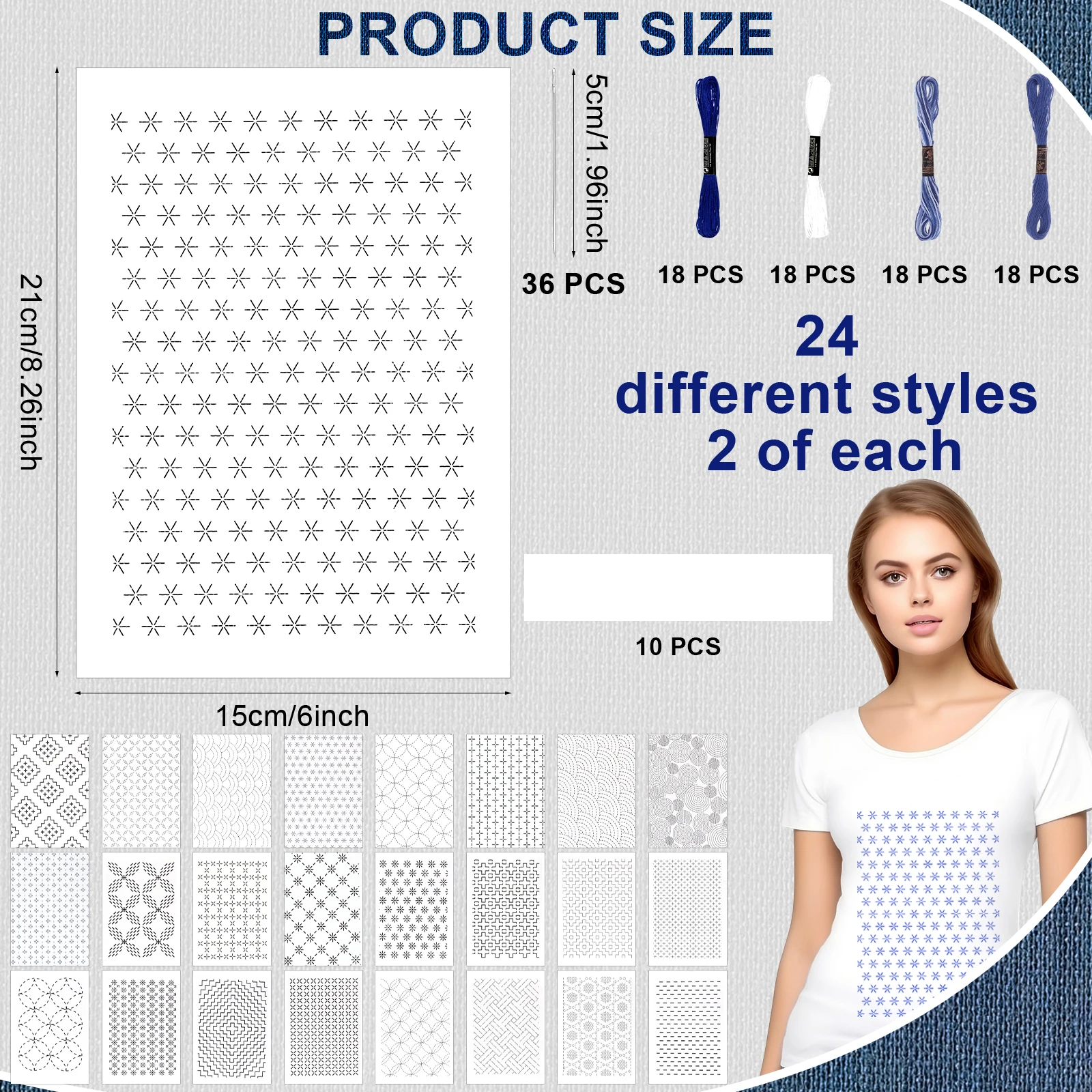 154pcs Sashiko Embroidery Patt - Water Soluble Stabilizer avaliação e preço