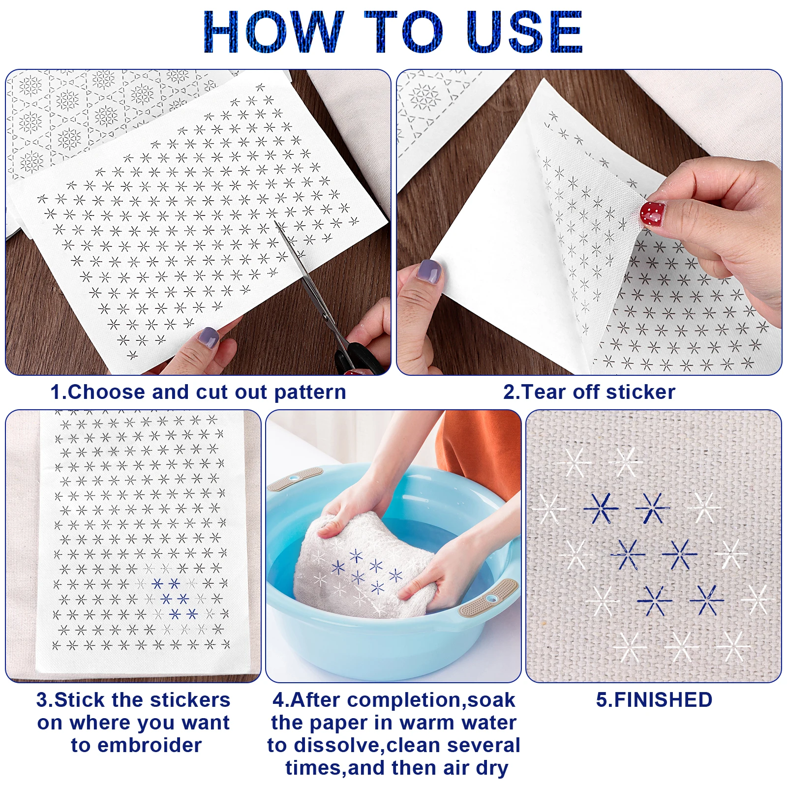 154pcs Sashiko Embroidery Patt - Water Soluble Stabilizer avaliação e preço
