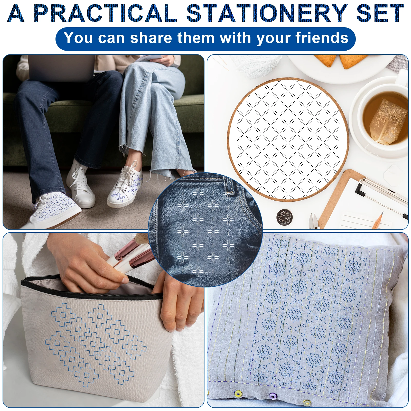 154pcs Sashiko Embroidery Patt - Water Soluble Stabilizer avaliação e preço