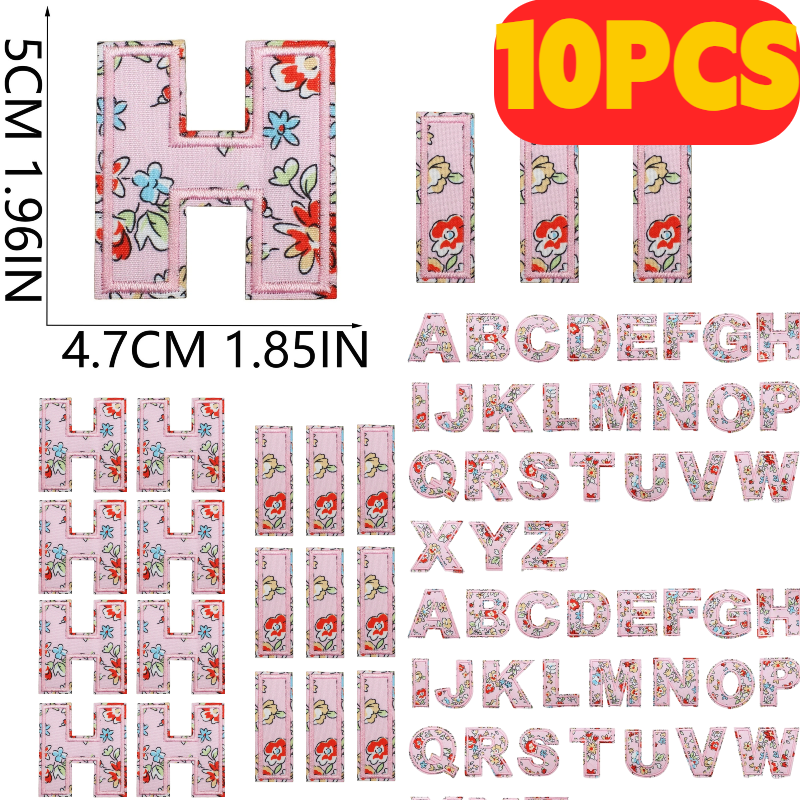 10PCS English Letter Pink Patt - Embroidery Alphabet Designs avaliação e preço