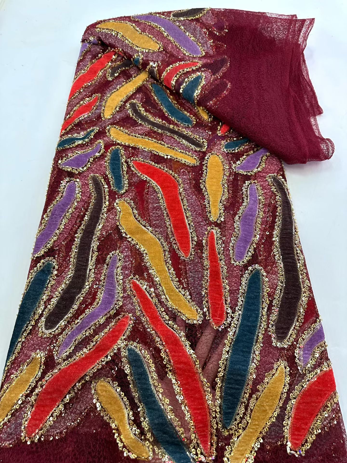 Latest African Sequins Lace Fa - Embroidery Gradient avaliação e preço