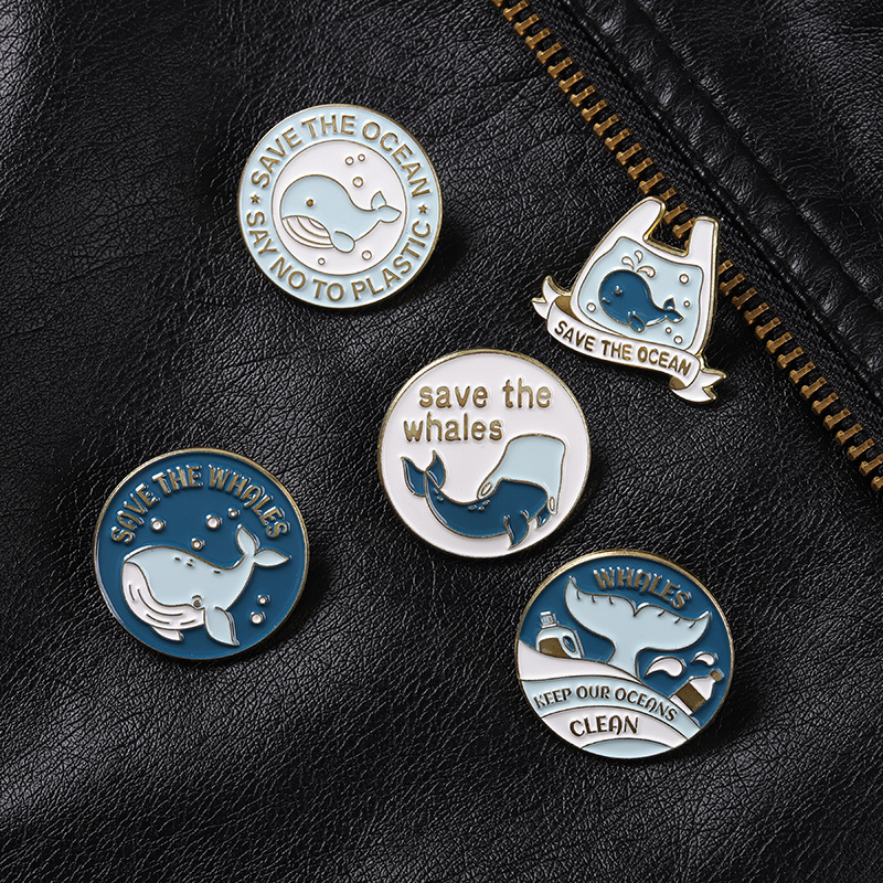 Cute Cartoon Whale Brooch Pins - Embroidery Whale avaliação e preço