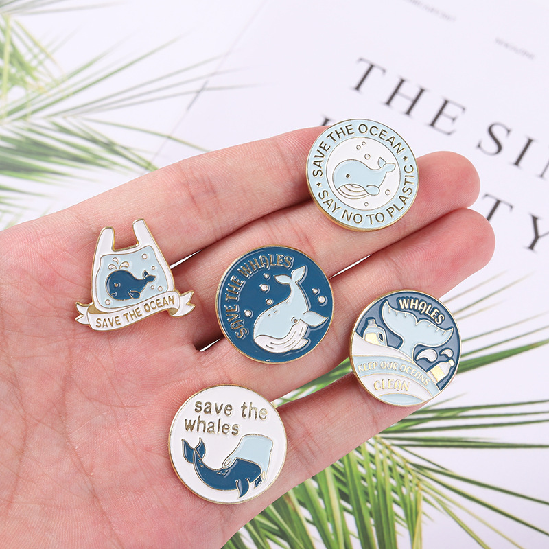 Cute Cartoon Whale Brooch Pins - Embroidery Whale avaliação e preço