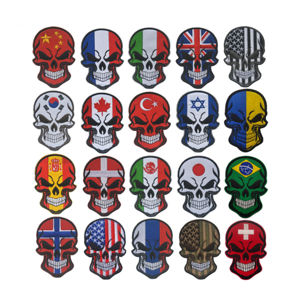 Skull Patch Russia USA France  - Embroidery Uk avaliação e preço